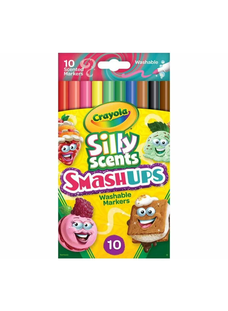 كرايولا 10 Ct Silly Scents Smash Ups, Slim Washable Markers